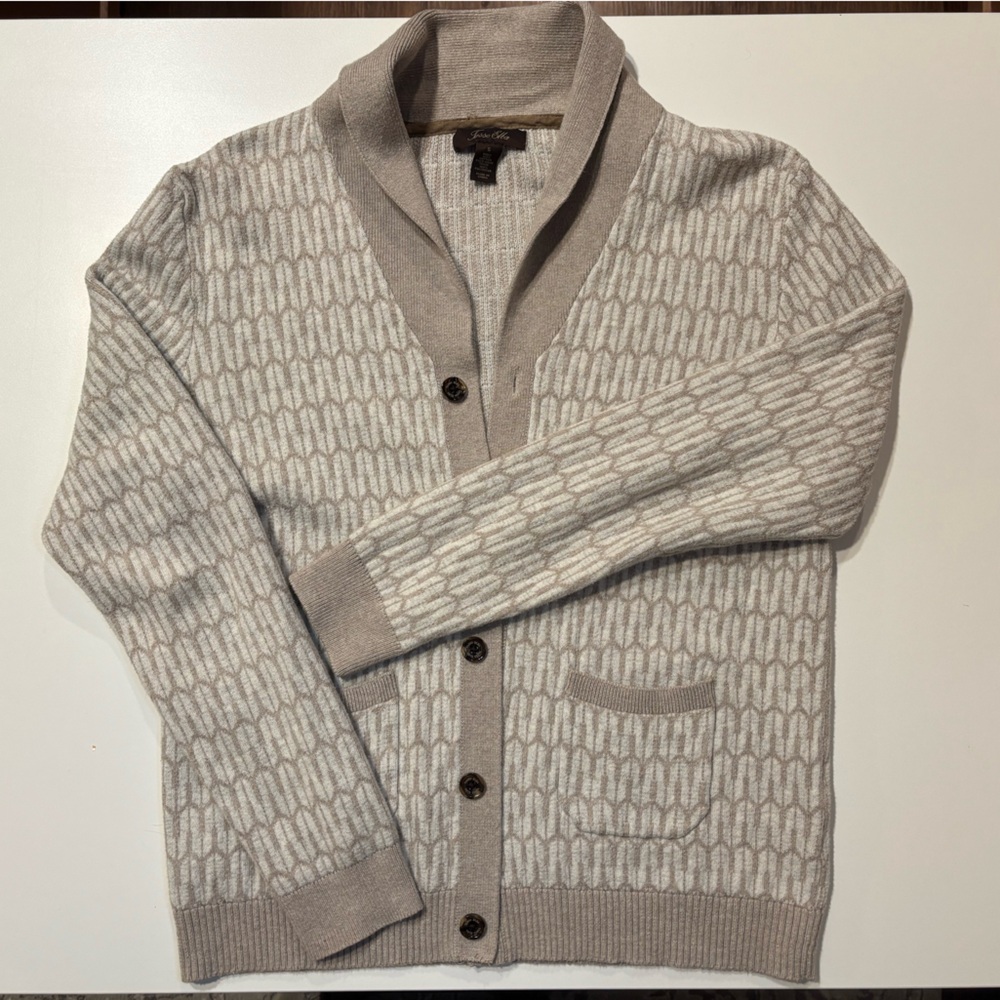 Tasso Elba Mens Knitted Cardigan Sweater Tan Beige